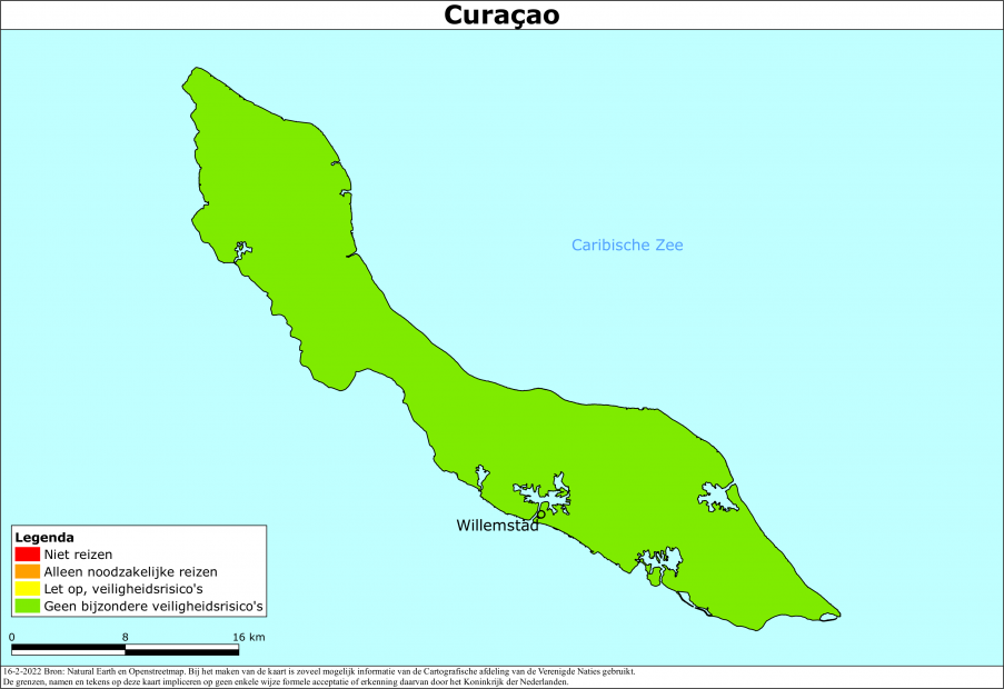 Kaart bij reisadvies Curaçao