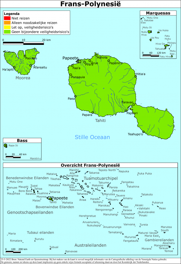 Kaart bij reisadvies Frans-Polynesië