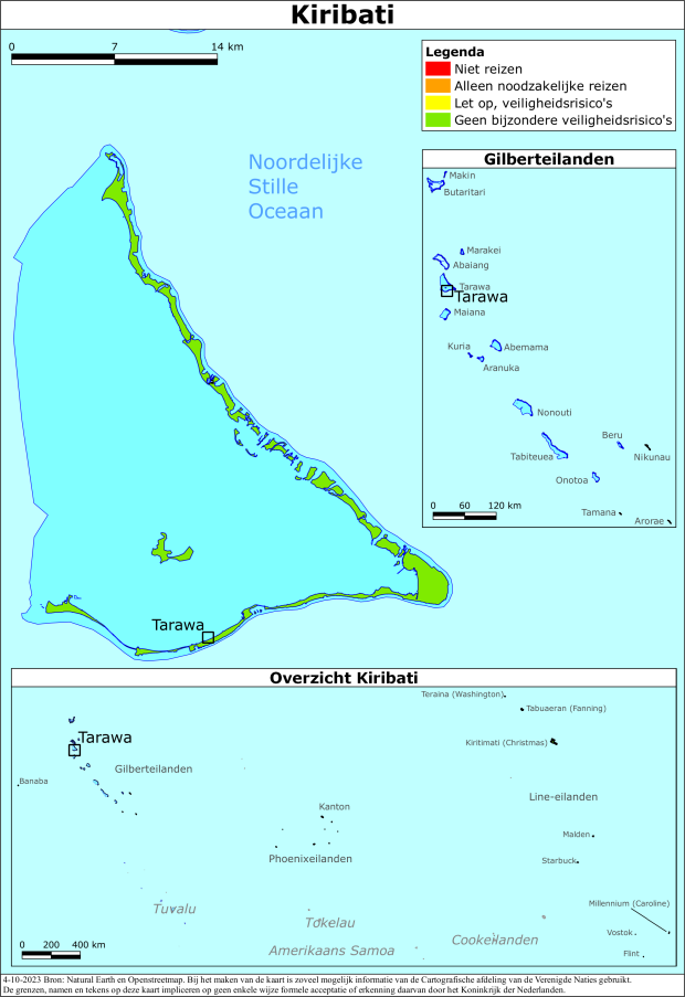 Kaart bij reisadvies Kiribati