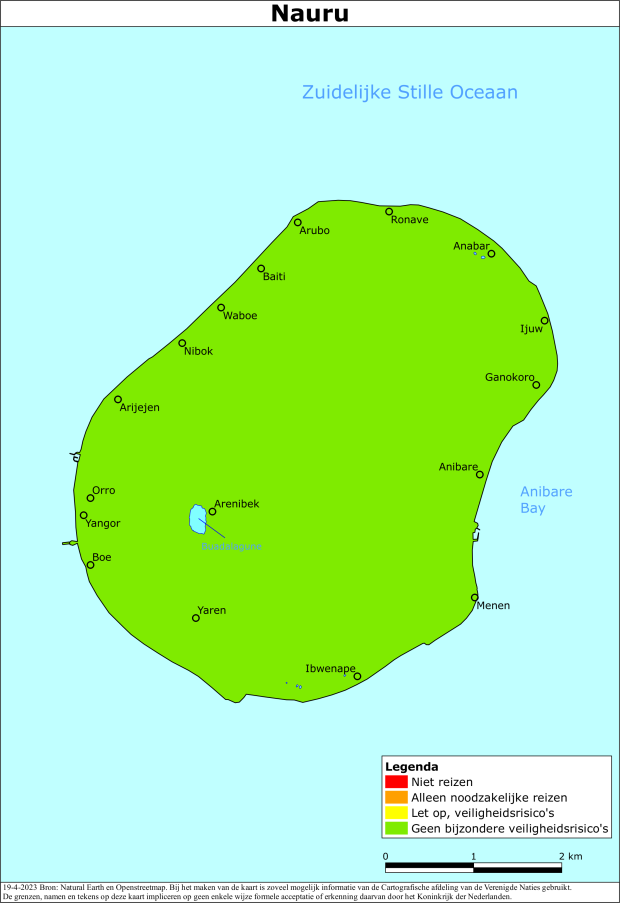 Kaart bij reisadvies Nauru