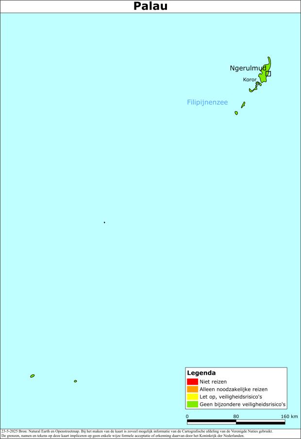 Reisadvies kaart van Palau op 23 mei 2025