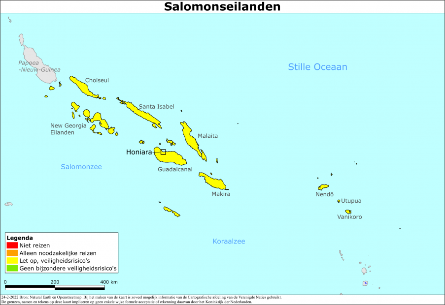 Kaart bij reisadvies Salomonseilanden