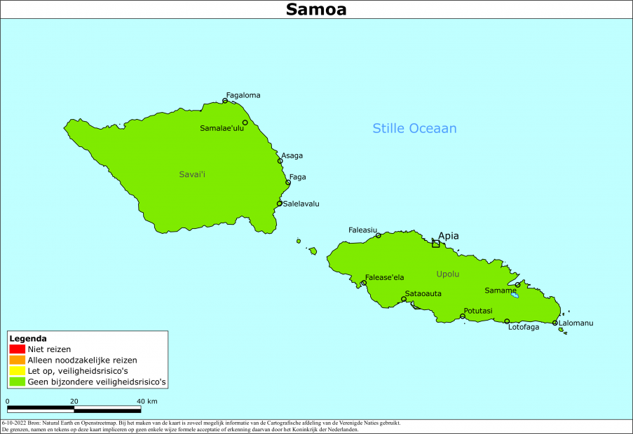 Kaart bij reisadvies Samoa