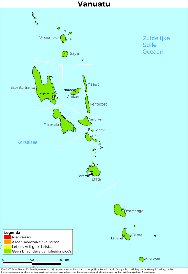 Kaart bij reisadvies Vanuatu