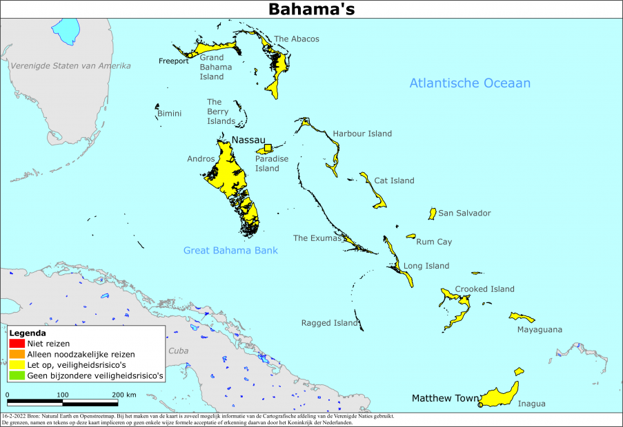 Kaart bij reisadvies Bahama's
