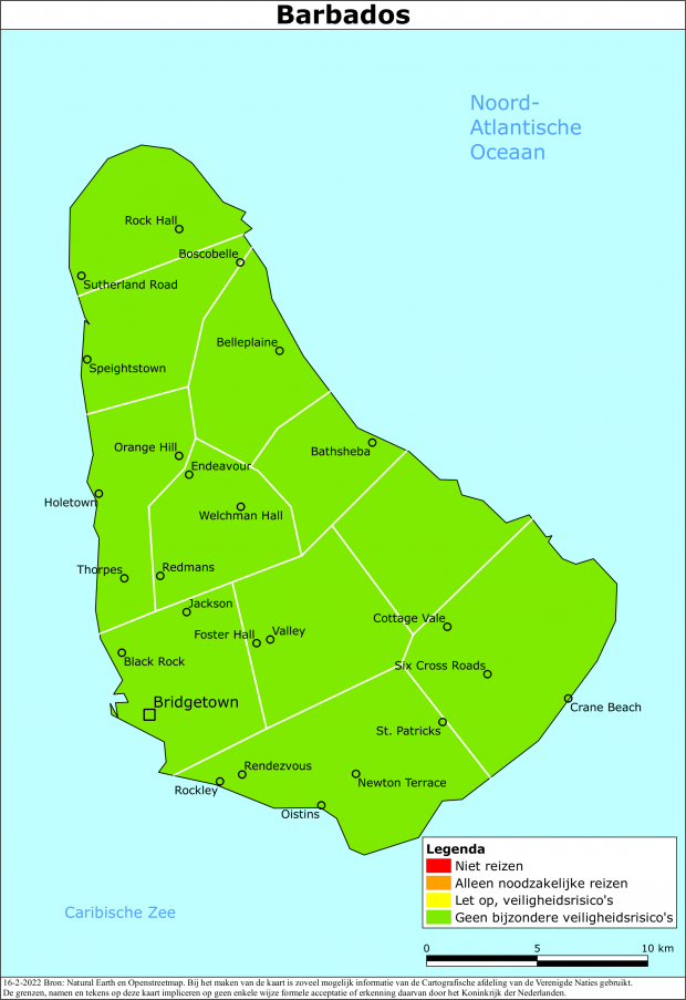 Kaart bij reisadvies Barbados