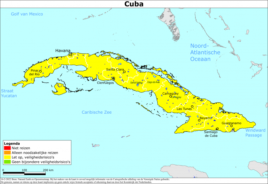Kaart bij reisadvies Cuba