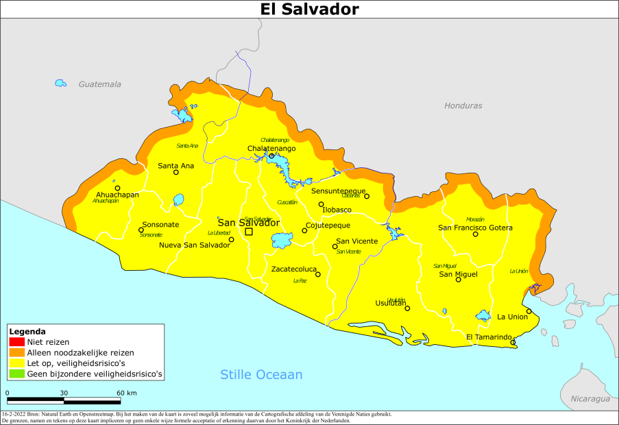 Kaart bij reisadvies El Salvador