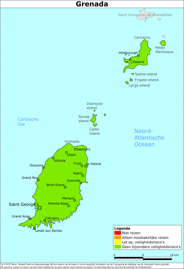Kaart bij reisadvies Grenada