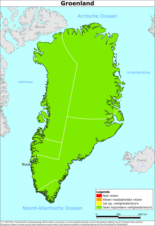 Kaart bij reisadvies Groenland