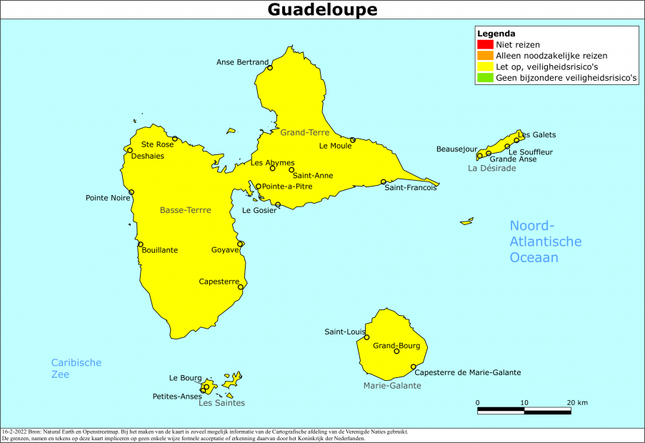 Kaart bij reisadvies Guadeloupe