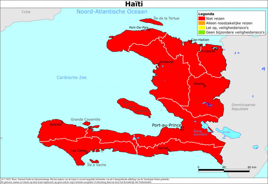 Kaart bij reisadvies Haïti