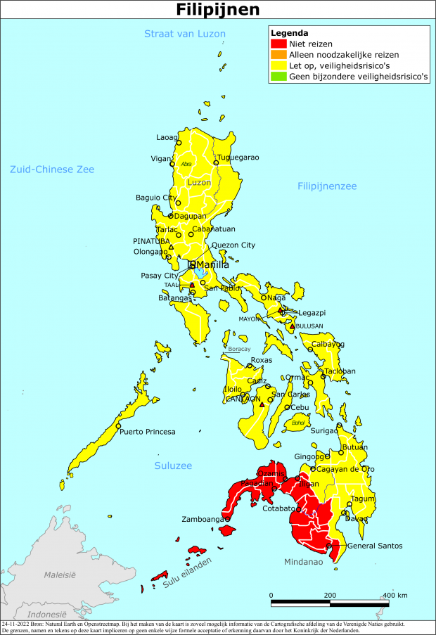 Kaart bij reisadvies Filipijnen