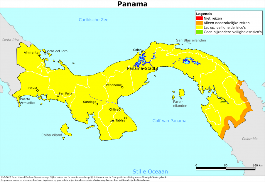 Kaart bij reisadvies Panama