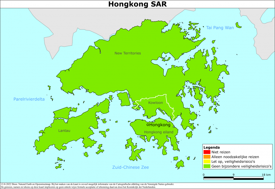 Kaart bij reisadvies Hongkong SAR