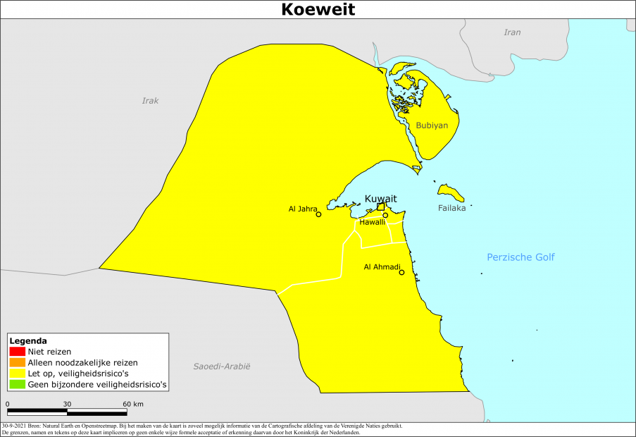 Kaart bij reisadvies Koeweit