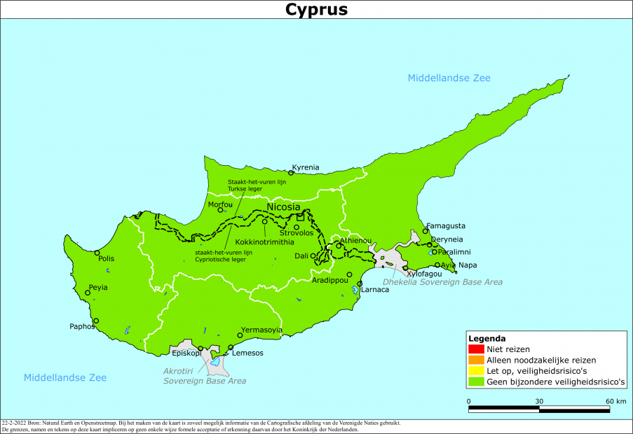 Kaart bij reisadvies Cyprus