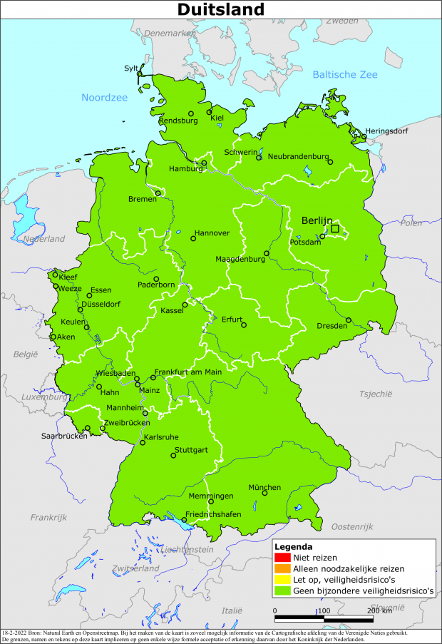 Kaart bij reisadvies Duitsland