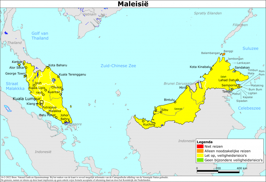 Kaart bij reisadvies Maleisië