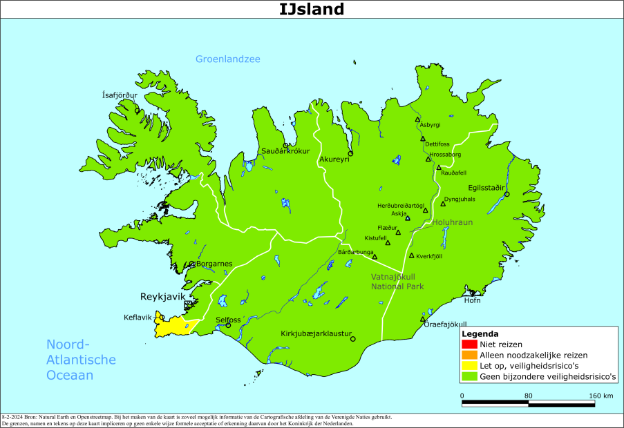 Kaart bij reisadvies IJsland