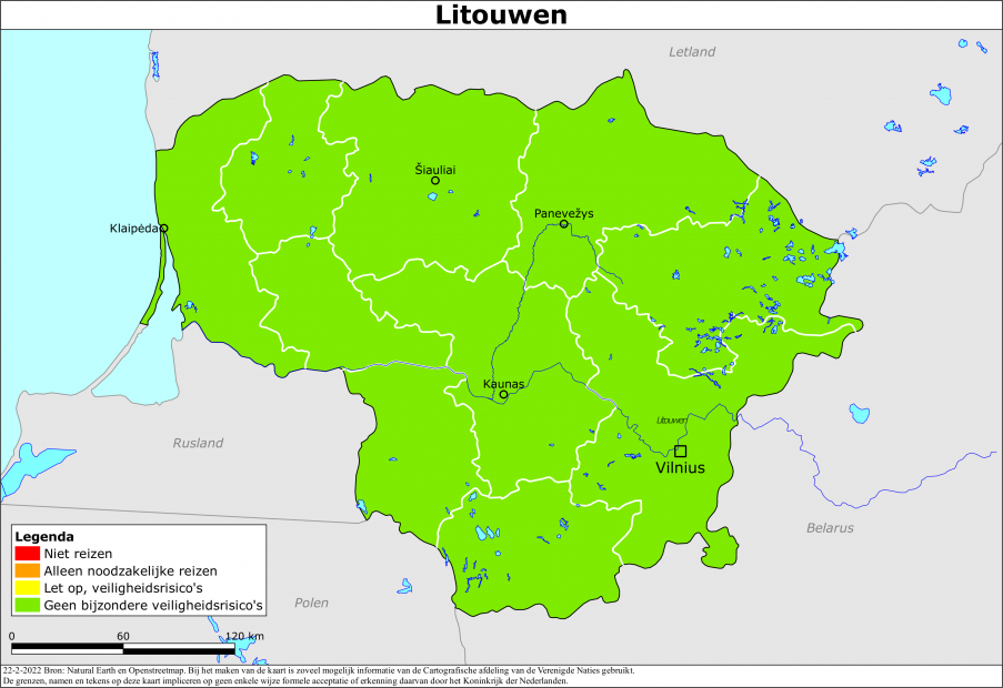 Kaart bij reisadvies Litouwen