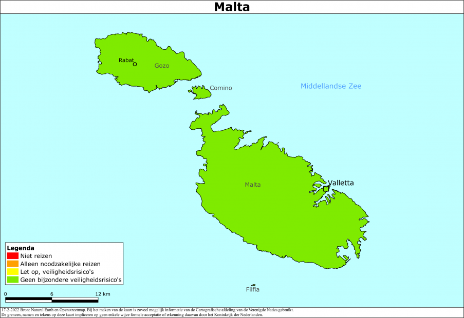 Kaart bij reisadvies Malta