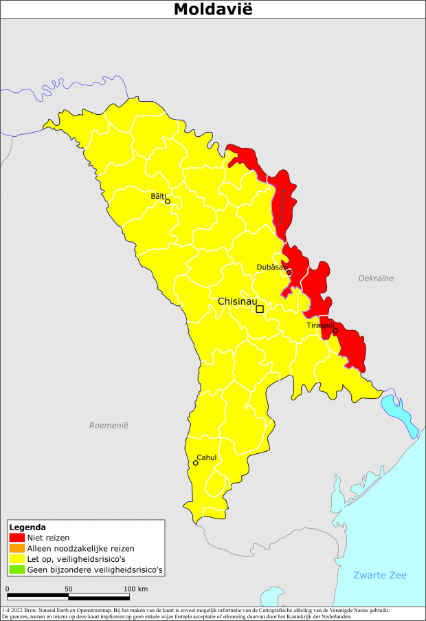 Kaart bij reisadvies Moldavië