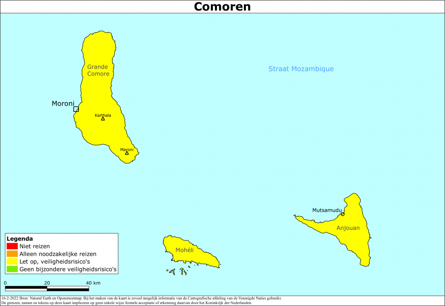 Kaart bij reisadvies Comoren
