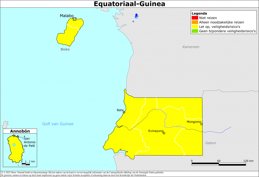 Kaart bij reisadvies Equatoriaal-Guinea