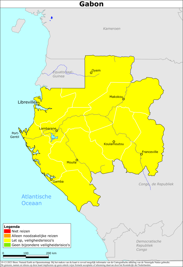 Kaart bij reisadvies Gabon