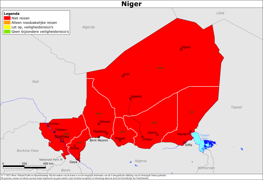 Kaart bij reisadvies Niger