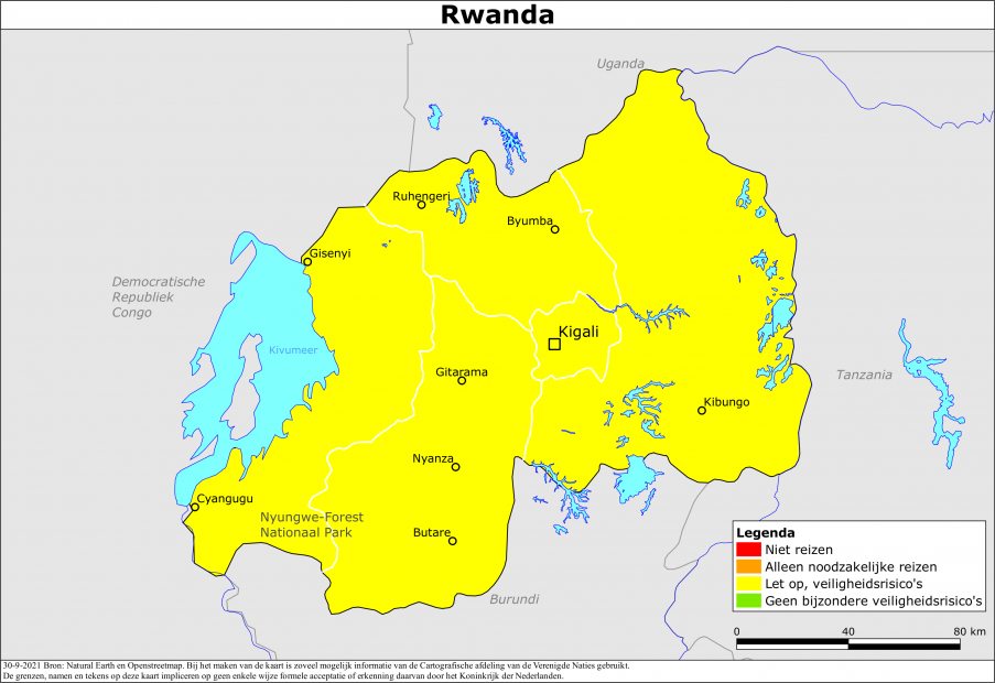 Kaart bij reisadvies Rwanda