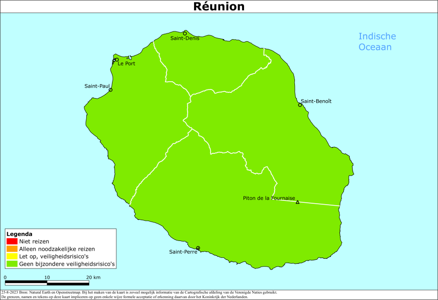 Kaart bij reisadvies Réunion