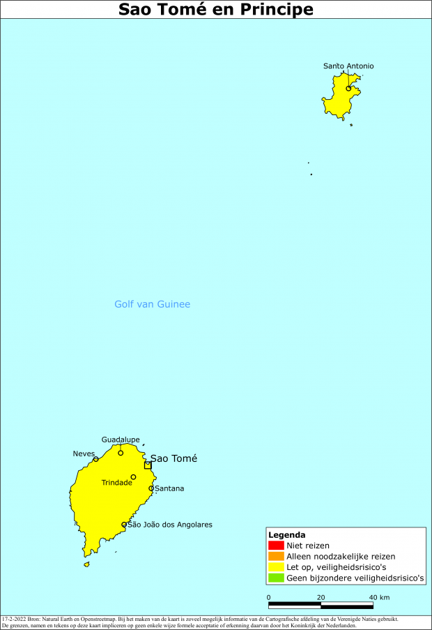 Kaart bij reisadvies Sao Tomé en Principe