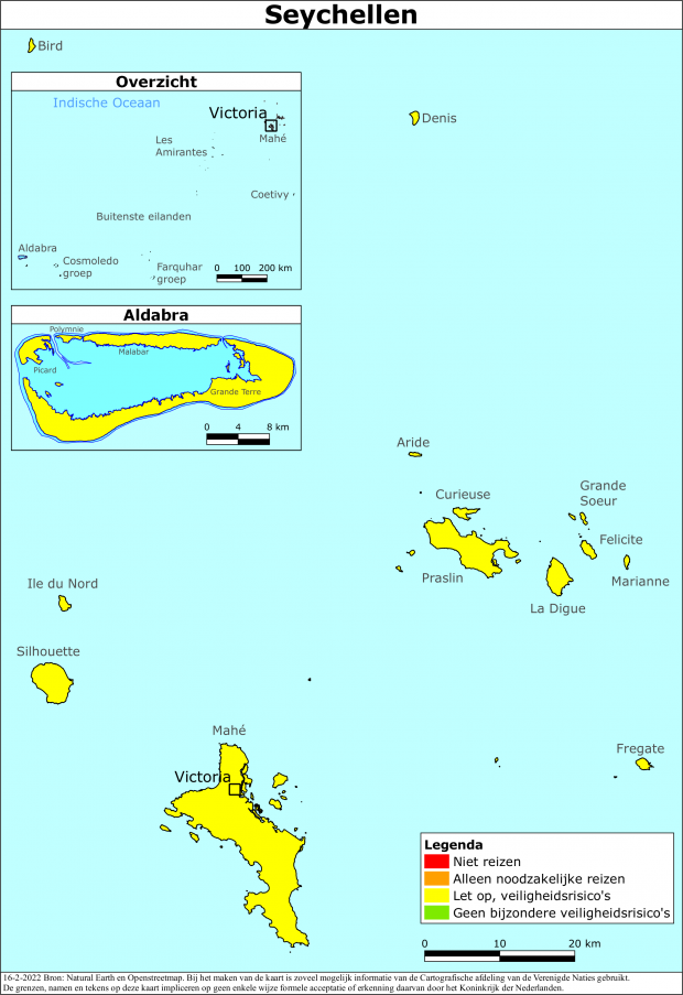 Kaart bij reisadvies Seychellen