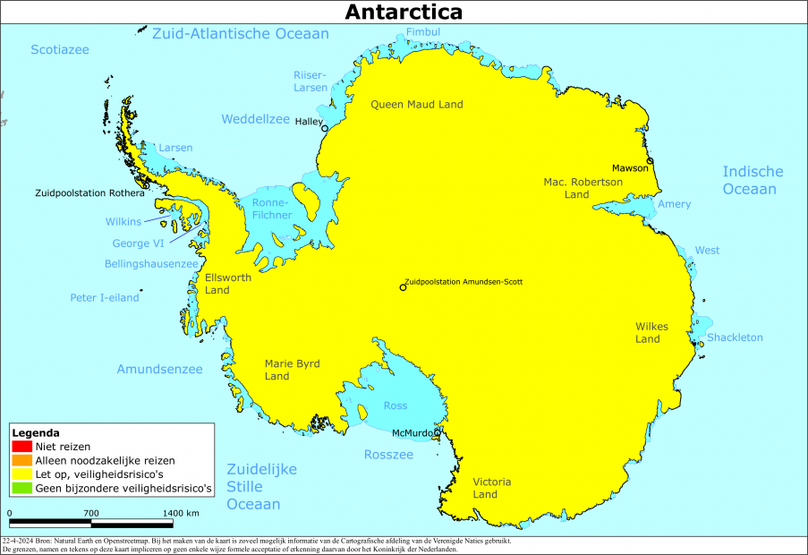 Kaart bij reisadvies Antarctica