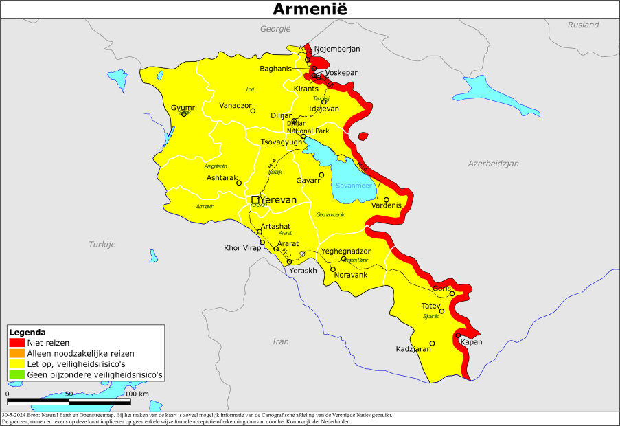 Kaart bij resiadvies Armenië