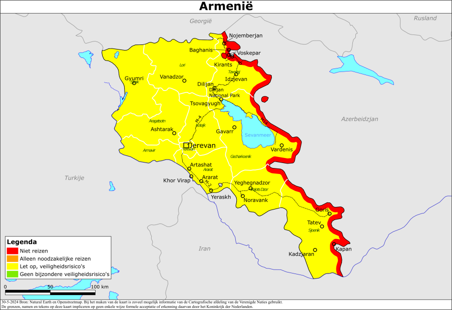 Kaart bij resiadvies Armenië