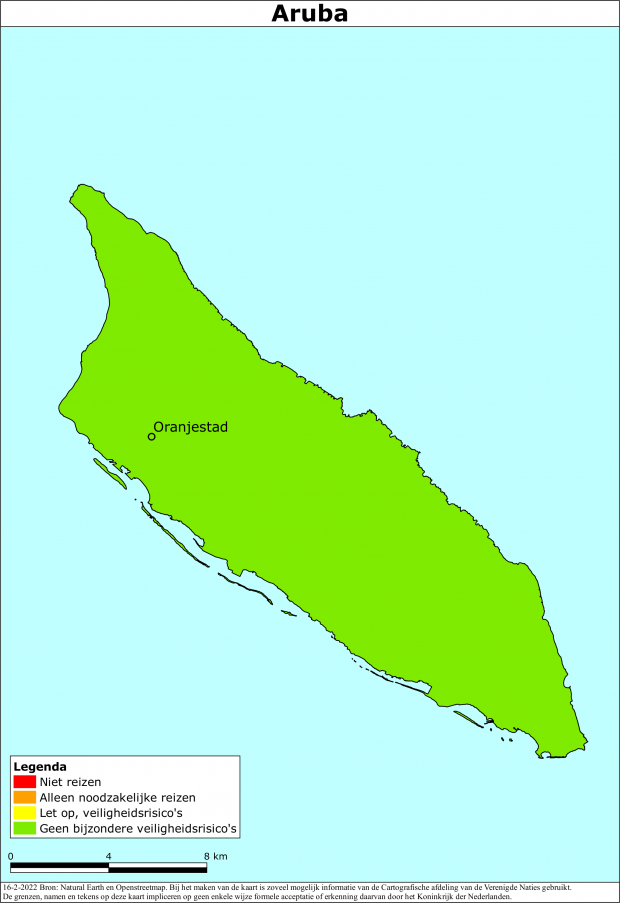 Kaart bij reisadvies Aruba
