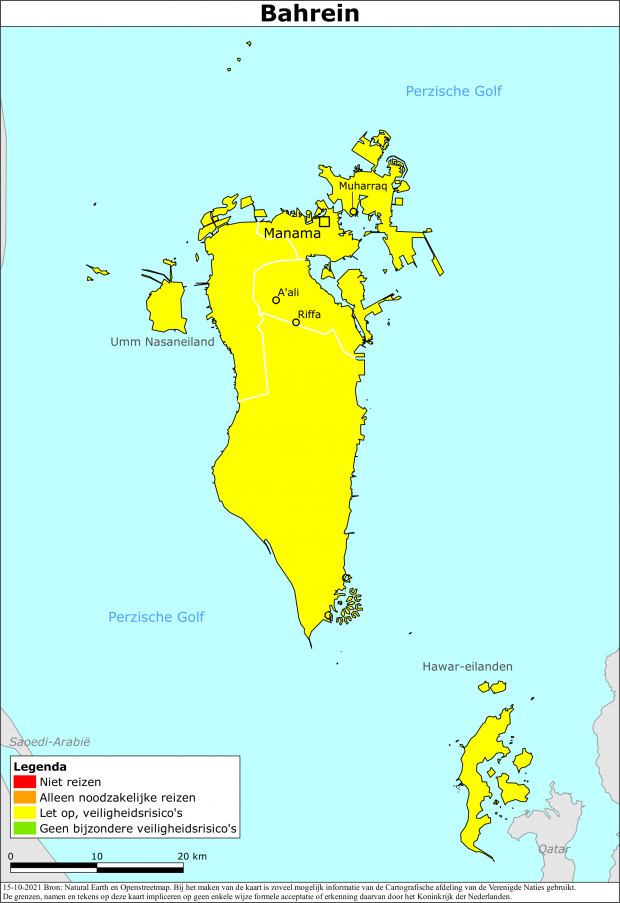 Kaart bij reisadvies Bahrein