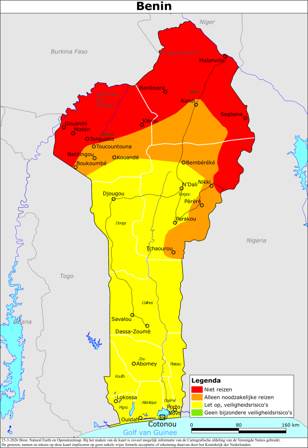 Kaart bij reisadvies Benin