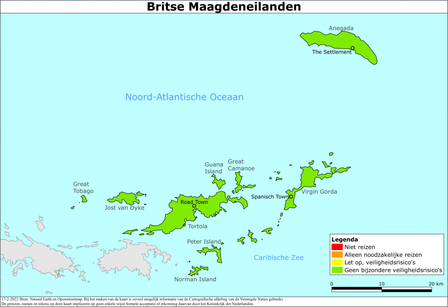 Kaart bij reisadvies Britse Maagdeneilanden