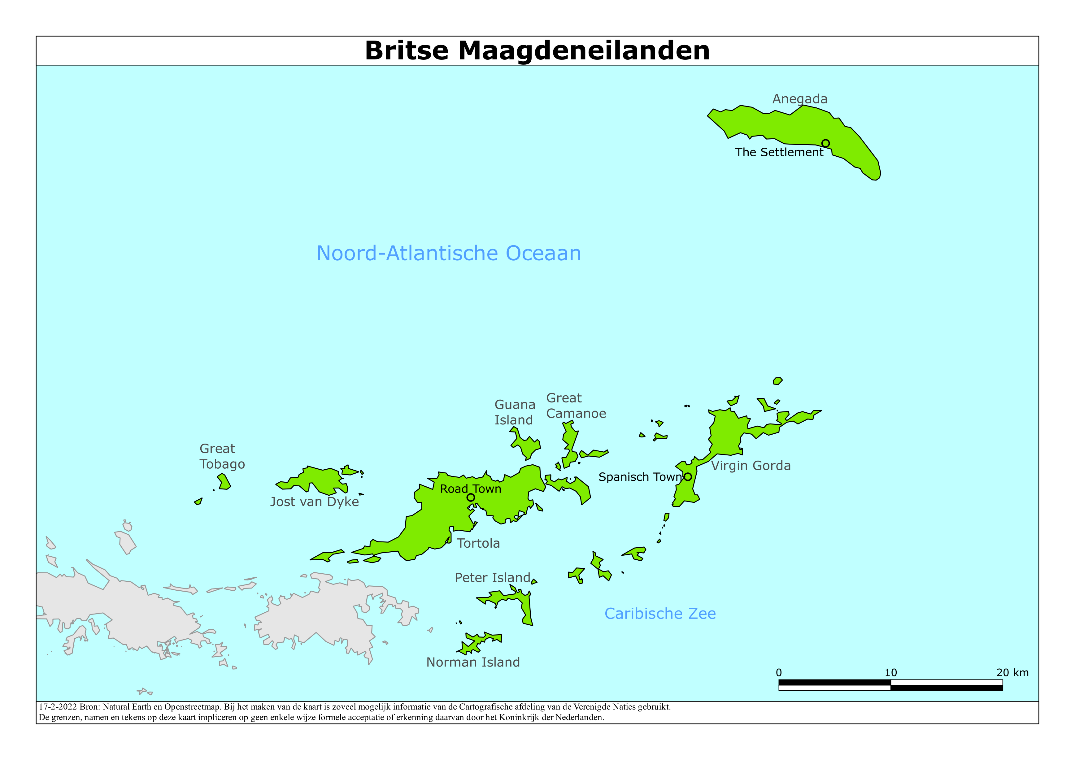 Reisadvies kaart van Britse Maagdeneilanden op 19 jan. 2026