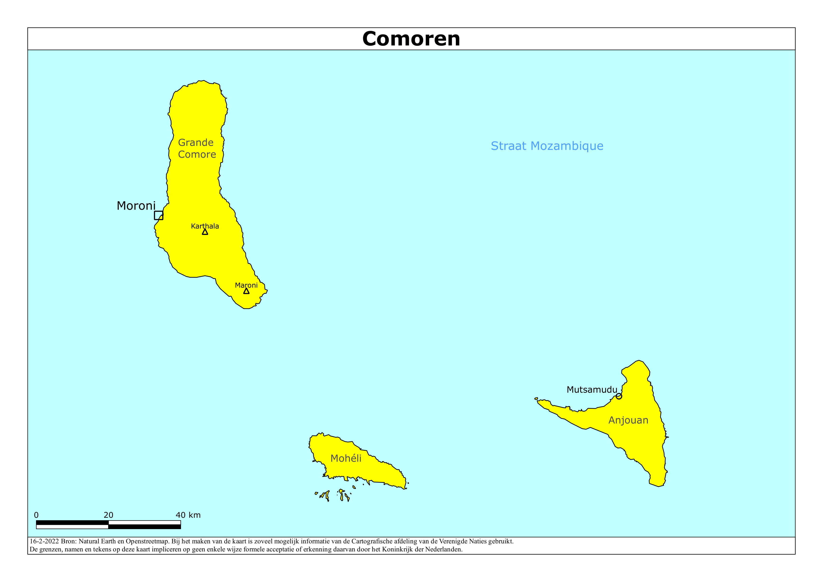 Reisadvies kaart van Comoren op 19 jan. 2026
