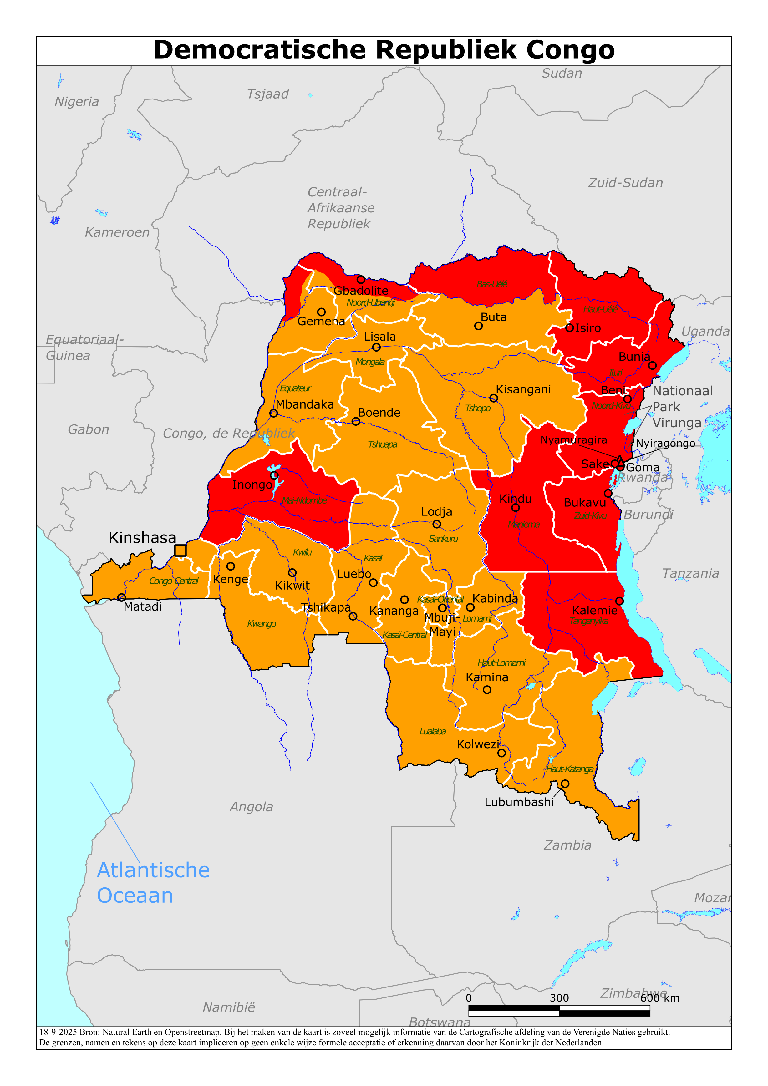 Reisadvies kaart van Congo, Democratische Republiek op 20 jan. 2026