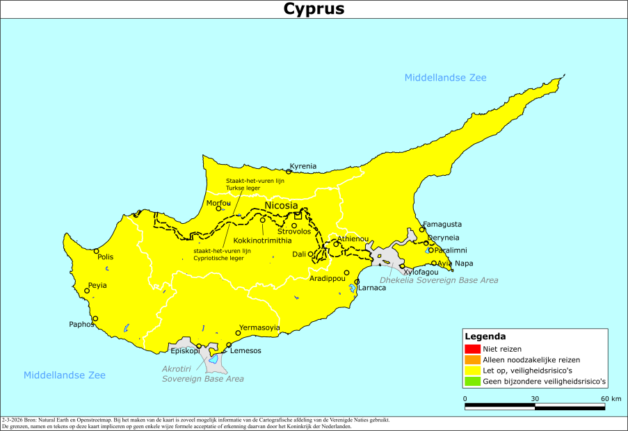 Kleurcode reisadvies cyprus