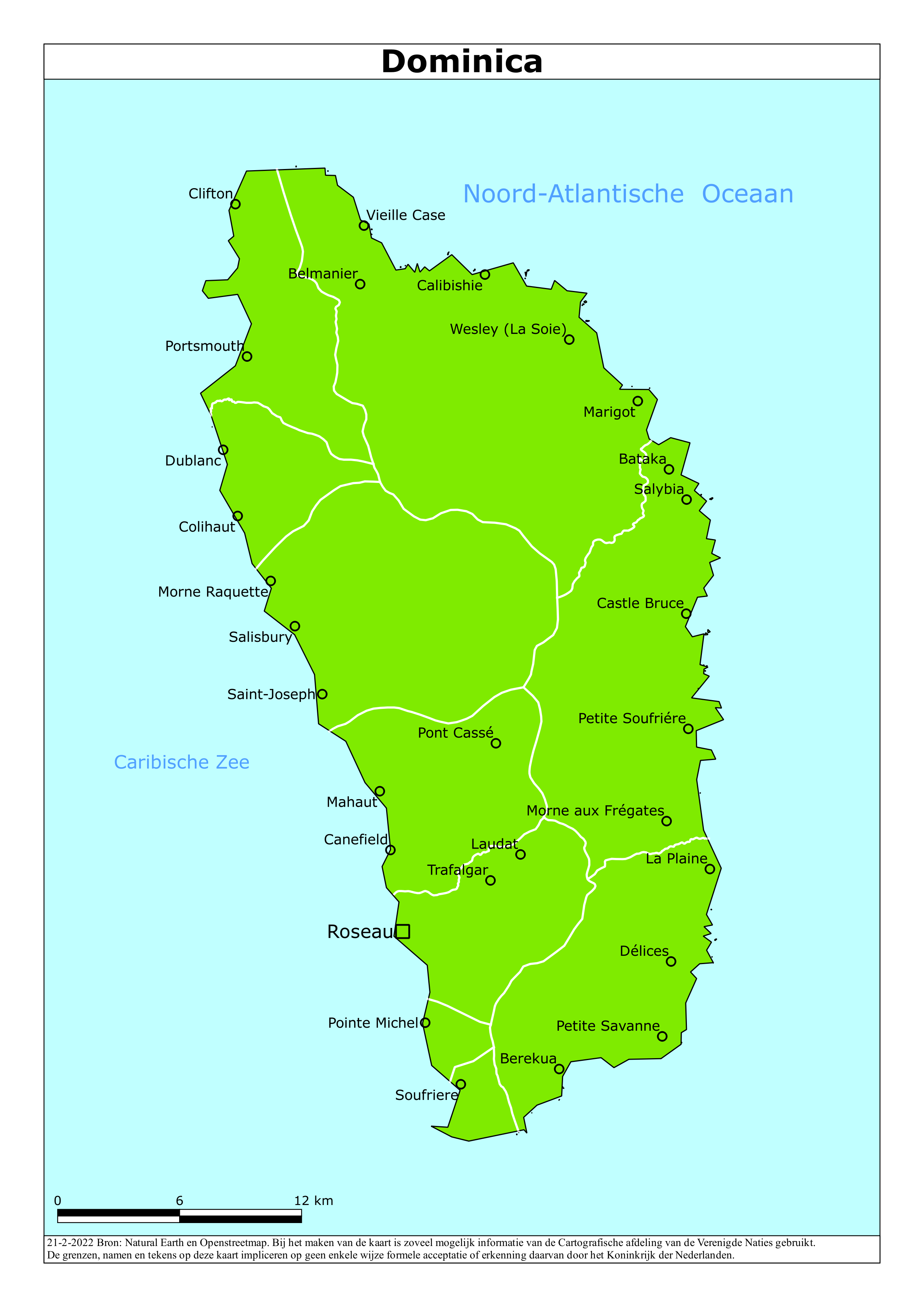 Reisadvies kaart van Dominica op 19 jan. 2026