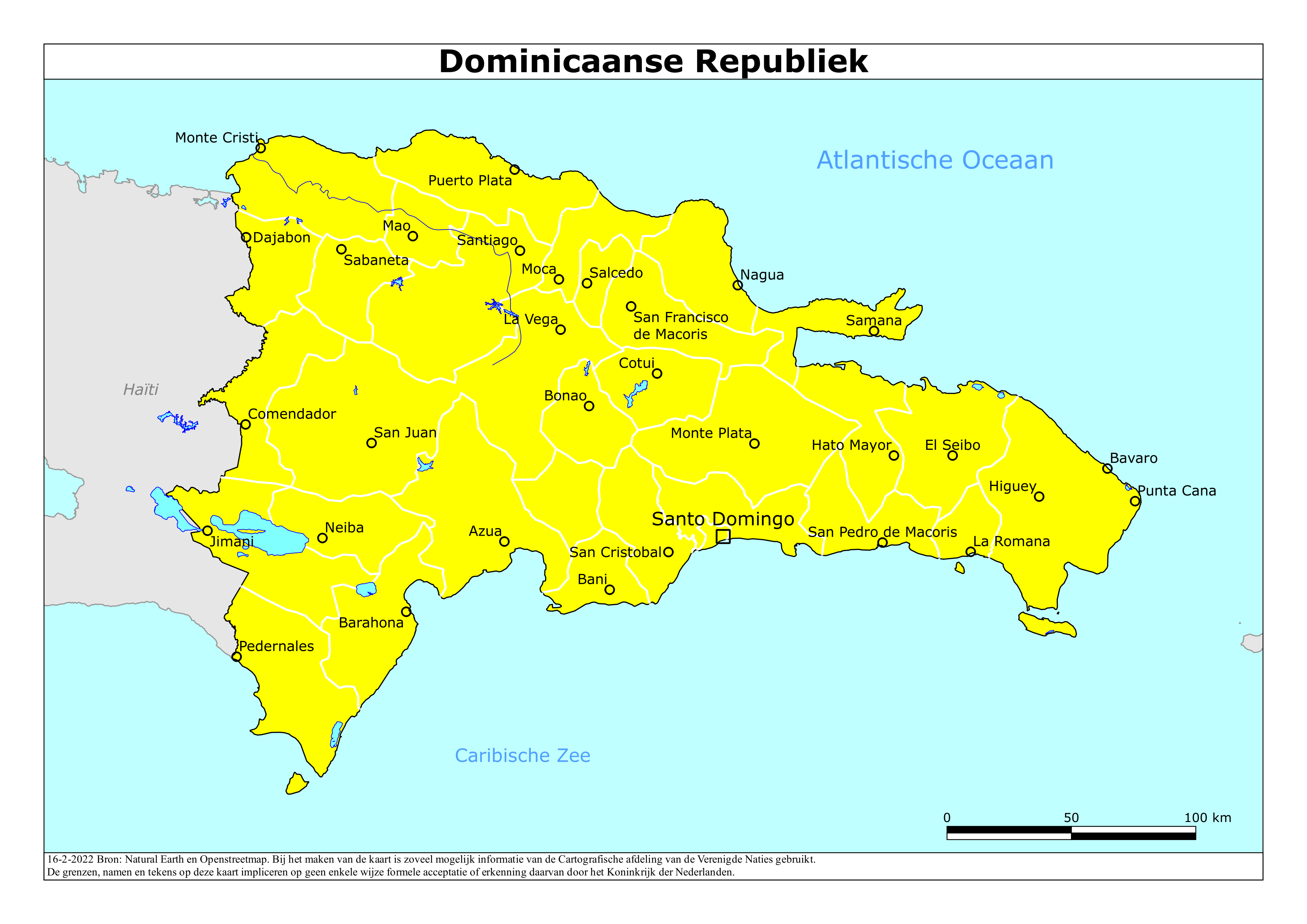Reisadvies kaart van Dominicaanse Republiek op 19 jan. 2026