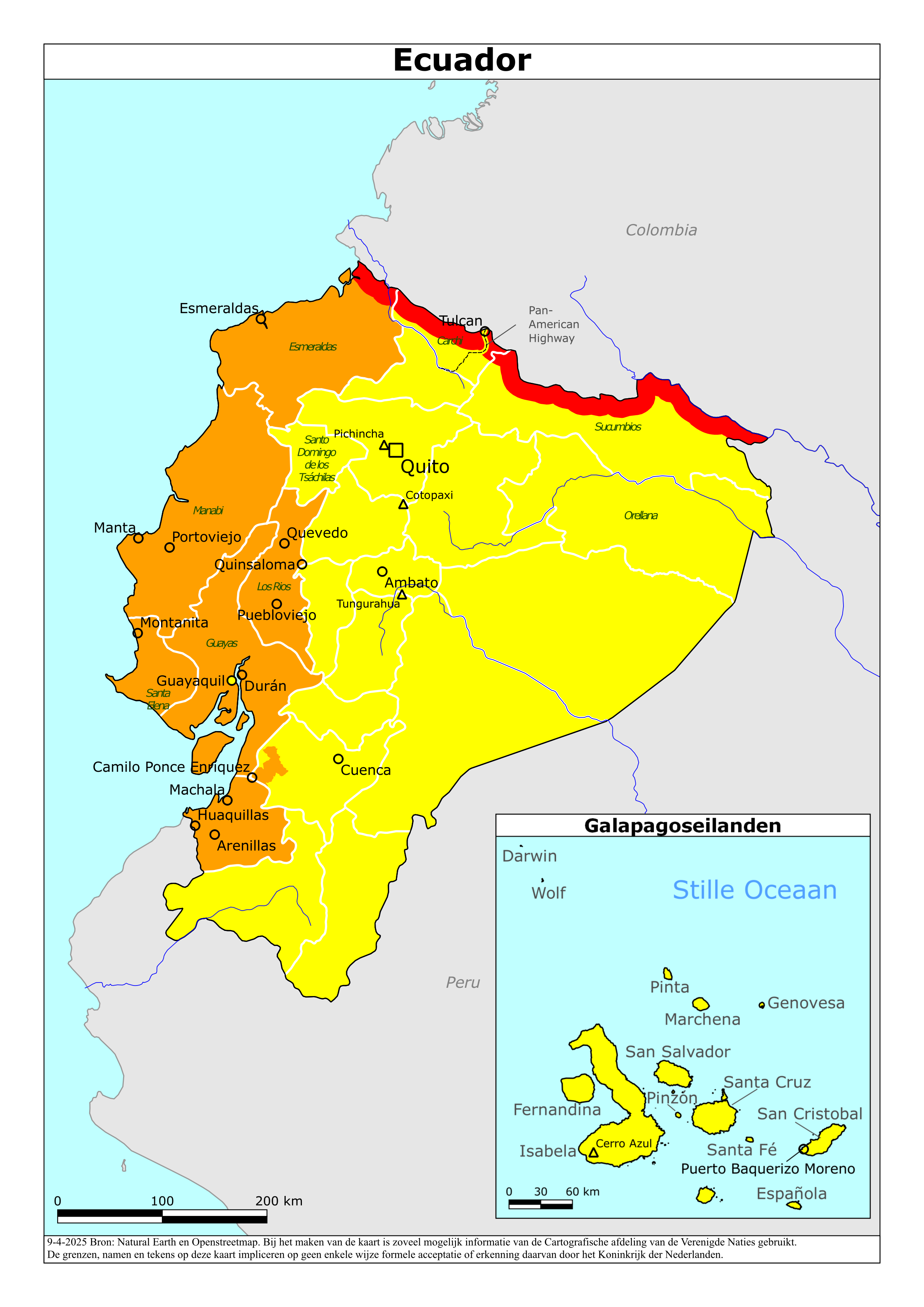 Reisadvies kaart van Ecuador op 19 jan. 2026