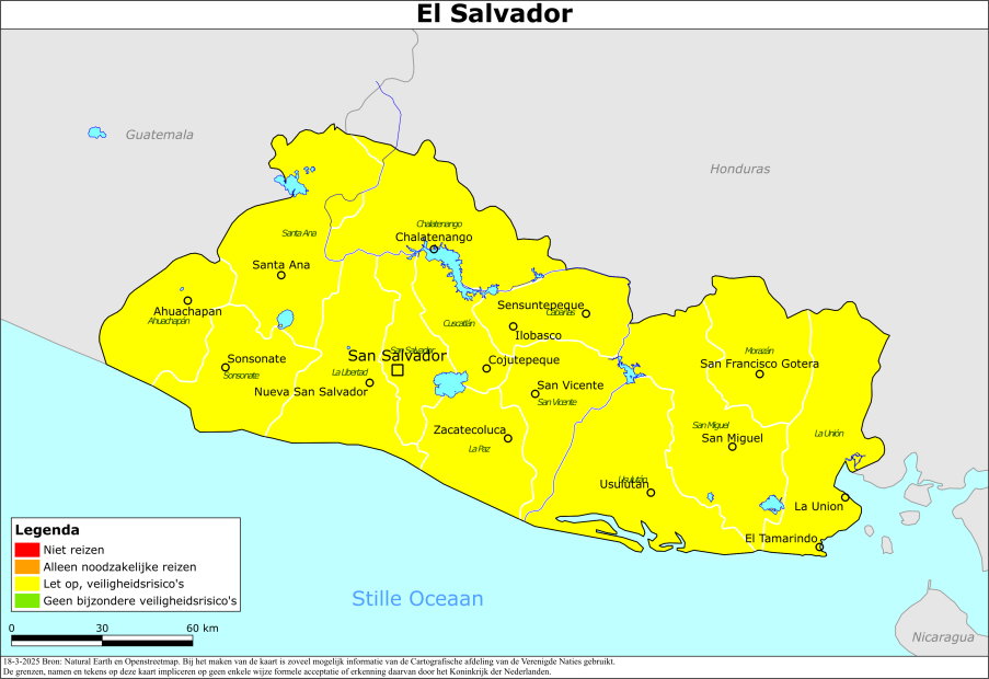 Kaart bij reisadvies El Salvador